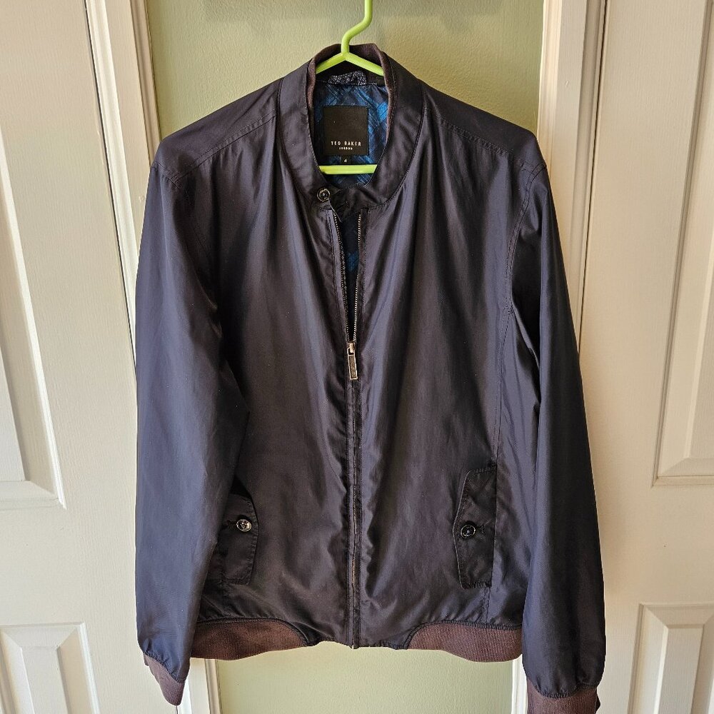 Ted Baker Bomber Style Lightweight Jacket Blue Size 4 (Large L or 40) Casual
